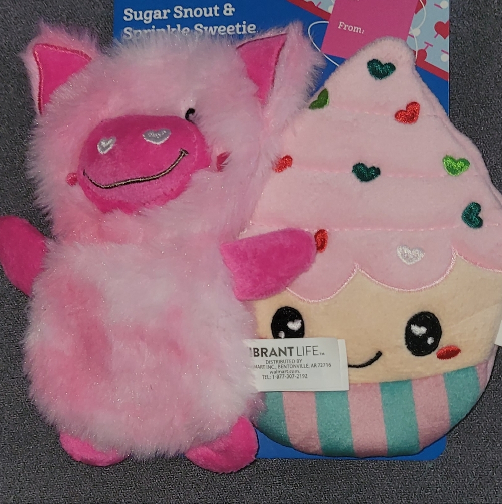 Vibrant Pink Pig and Cupcake Plush Set